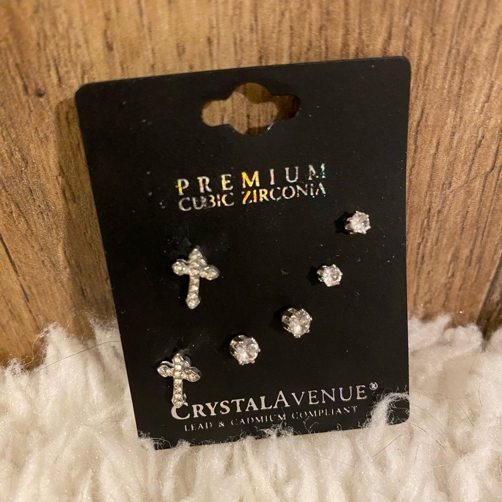 Silver earring set Cubic Zirconia